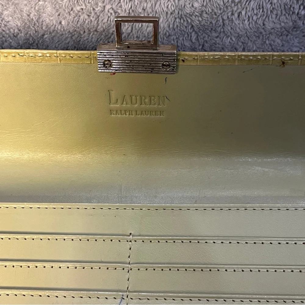 Lauren Ralph Lauren croc embossed wallet green yellow with insert